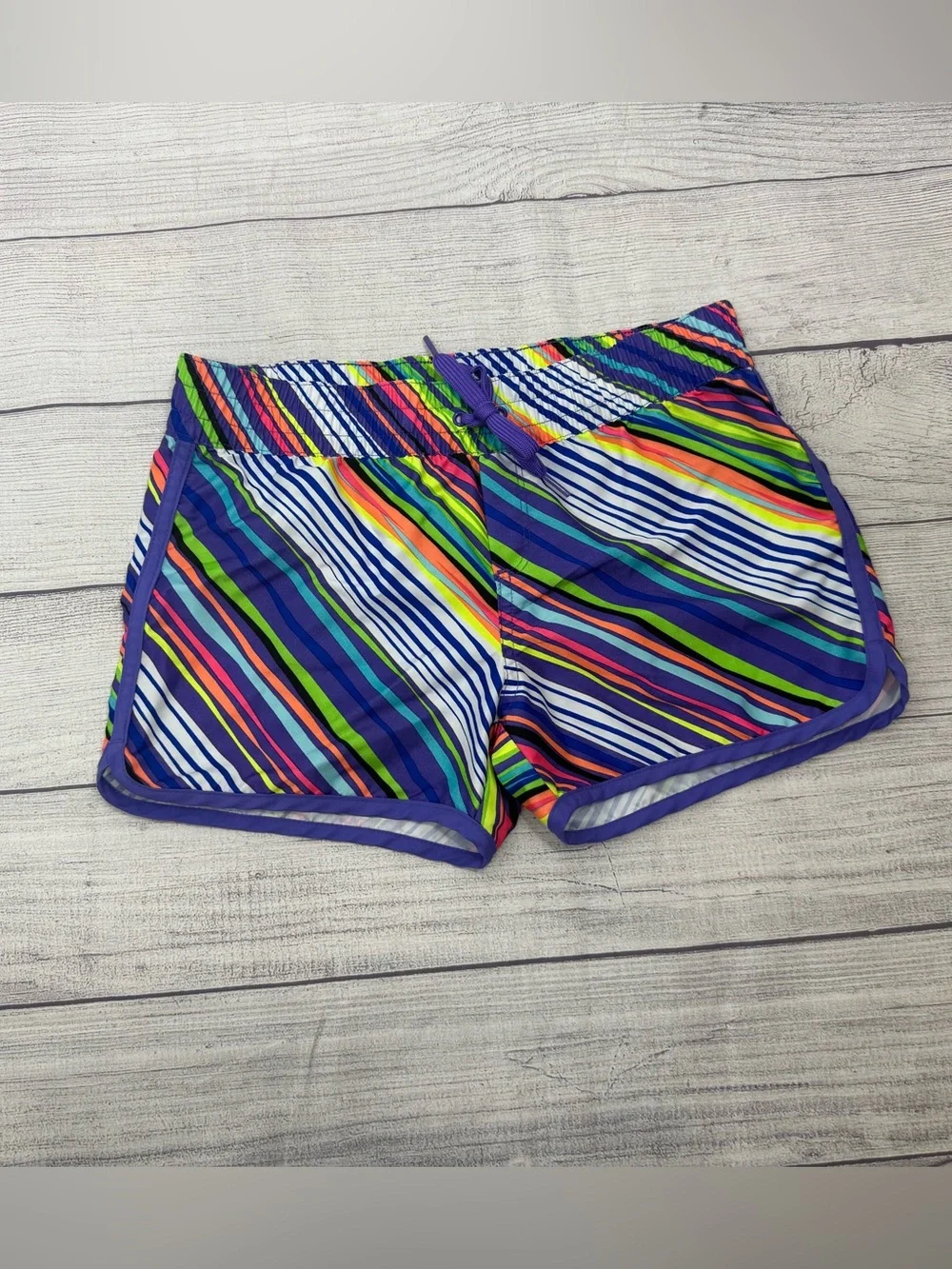 Old Navy Girls XL Colorful Striped Athletic Running Shorts